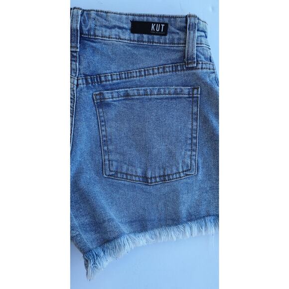 KUT from the Kloth Jane High Rise Jean Shorts Distressed Fray Hem Size 2 Denim - Picture 7 of 9